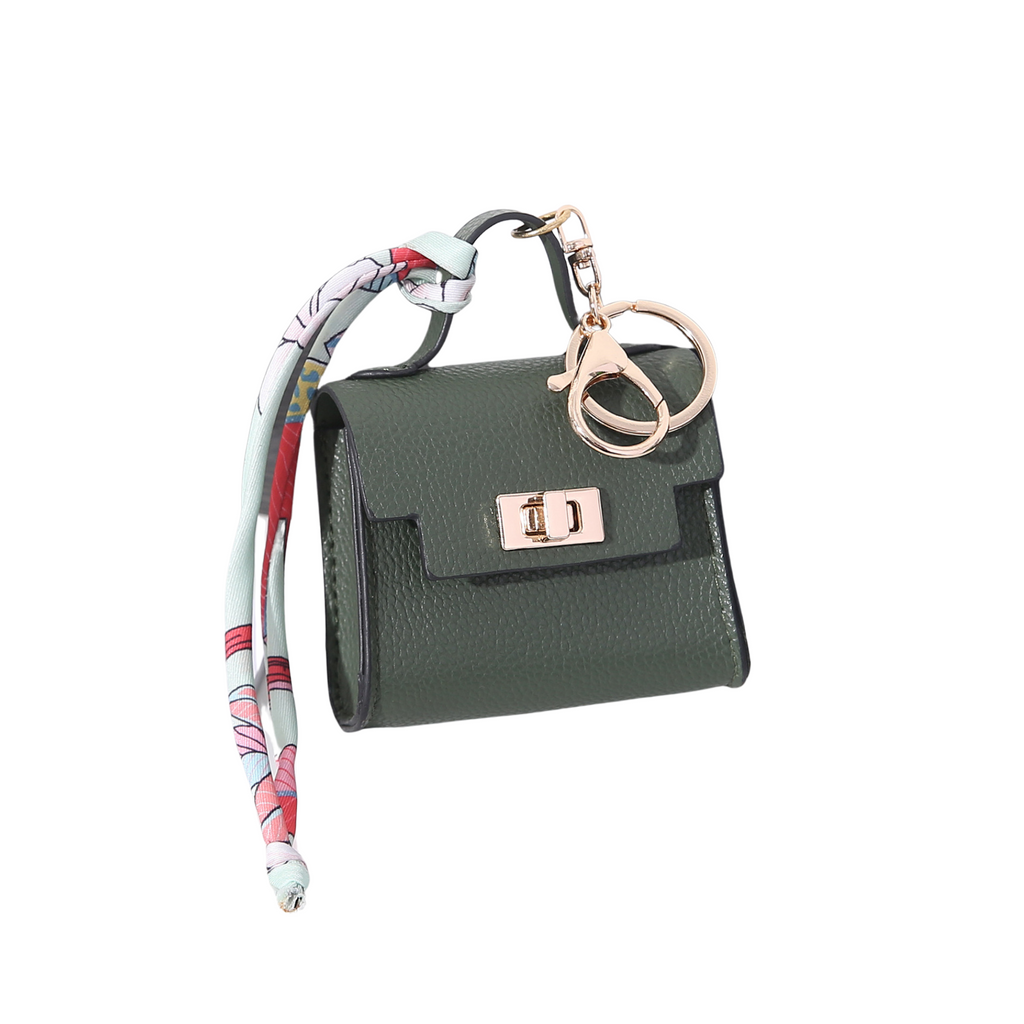 Olive green mini-handbag style dog waste bag dispenser 