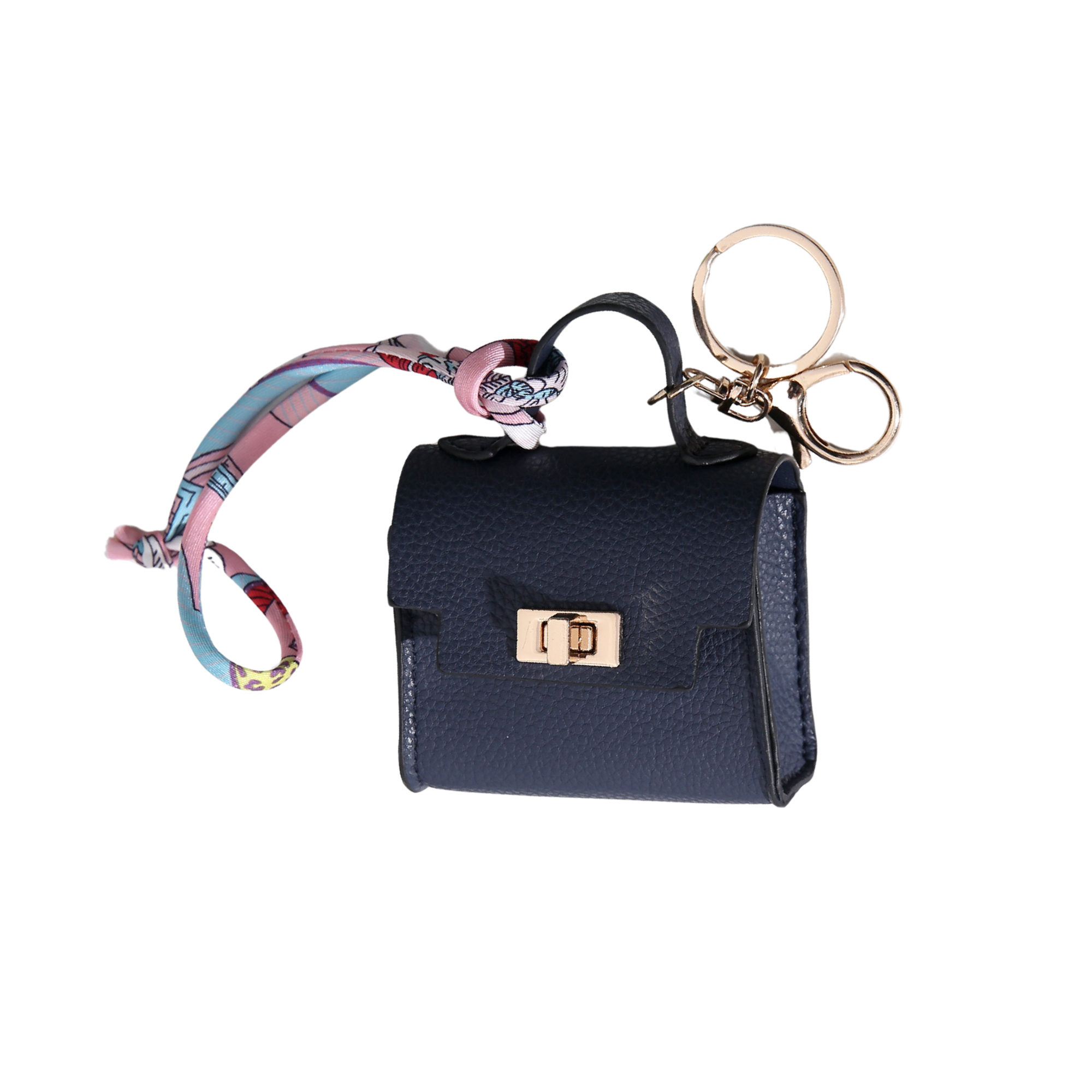 Navy mini-handbag style dog waste bag dispenser 