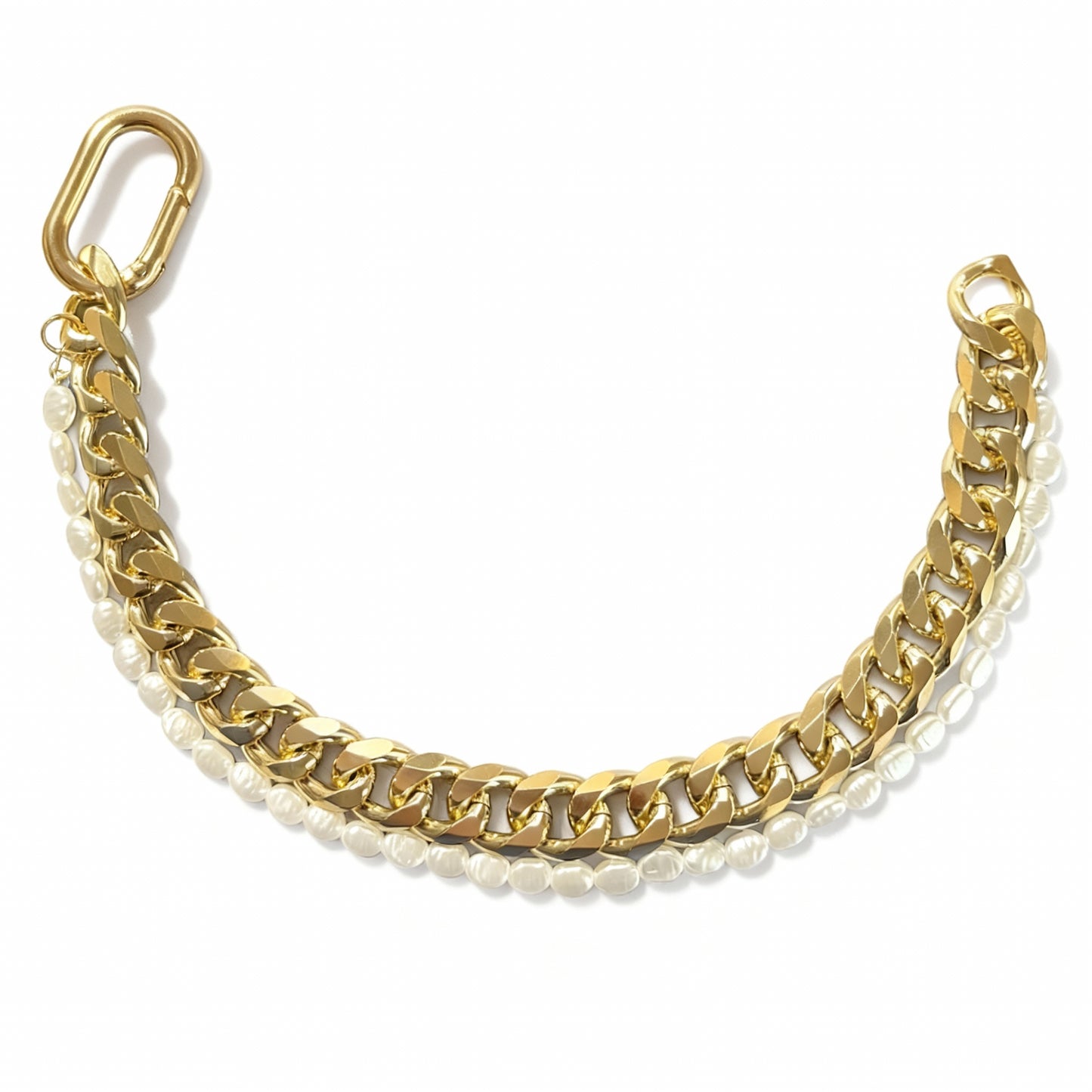 Dog collar chain with beaded necklace front