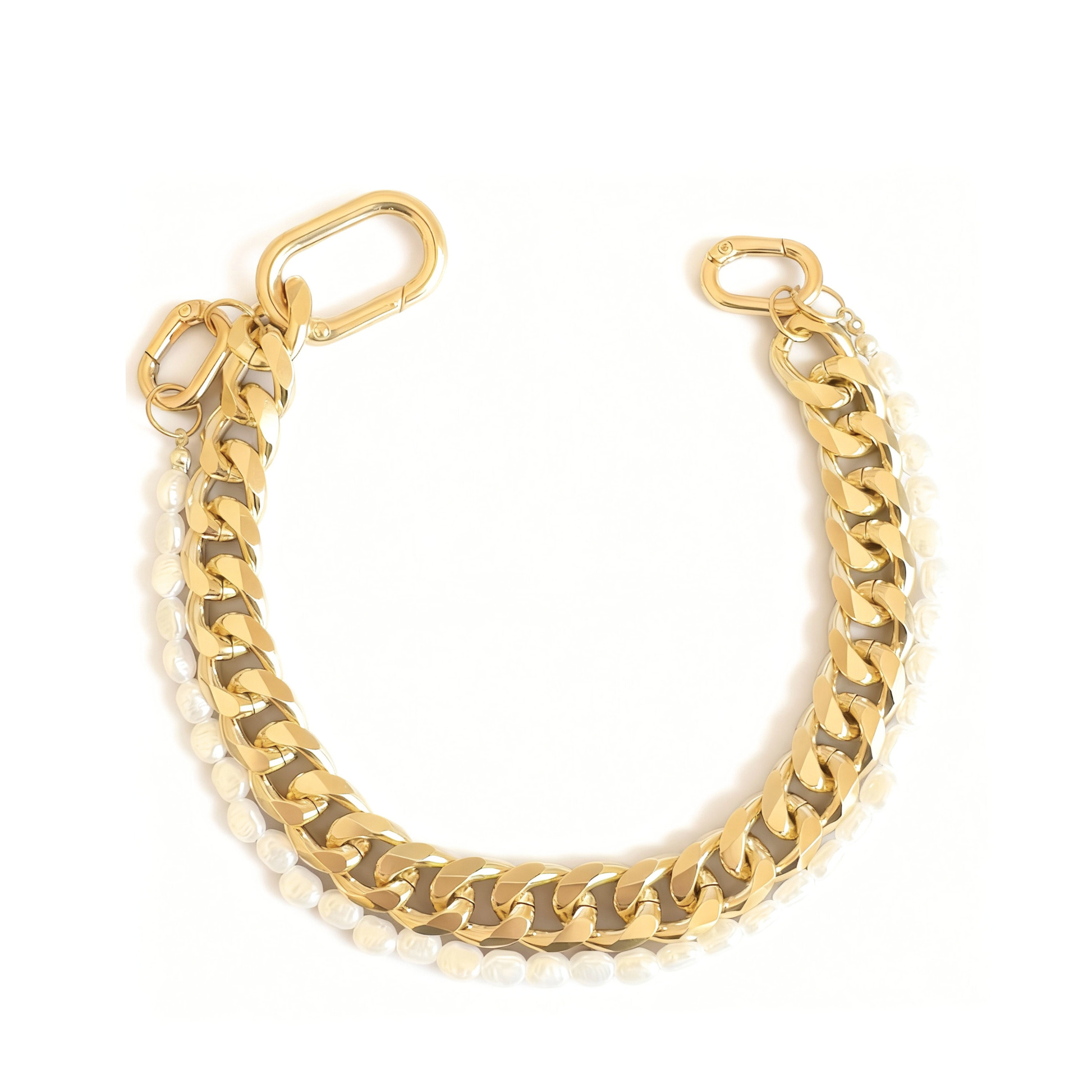 Interchangeable Beaded Dog Collar Gold front