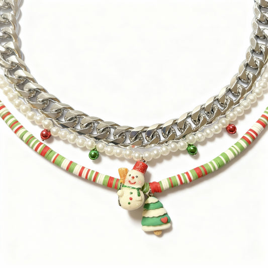 Clip-On Christmas Necklaces for Interchangeable Beaded Collar