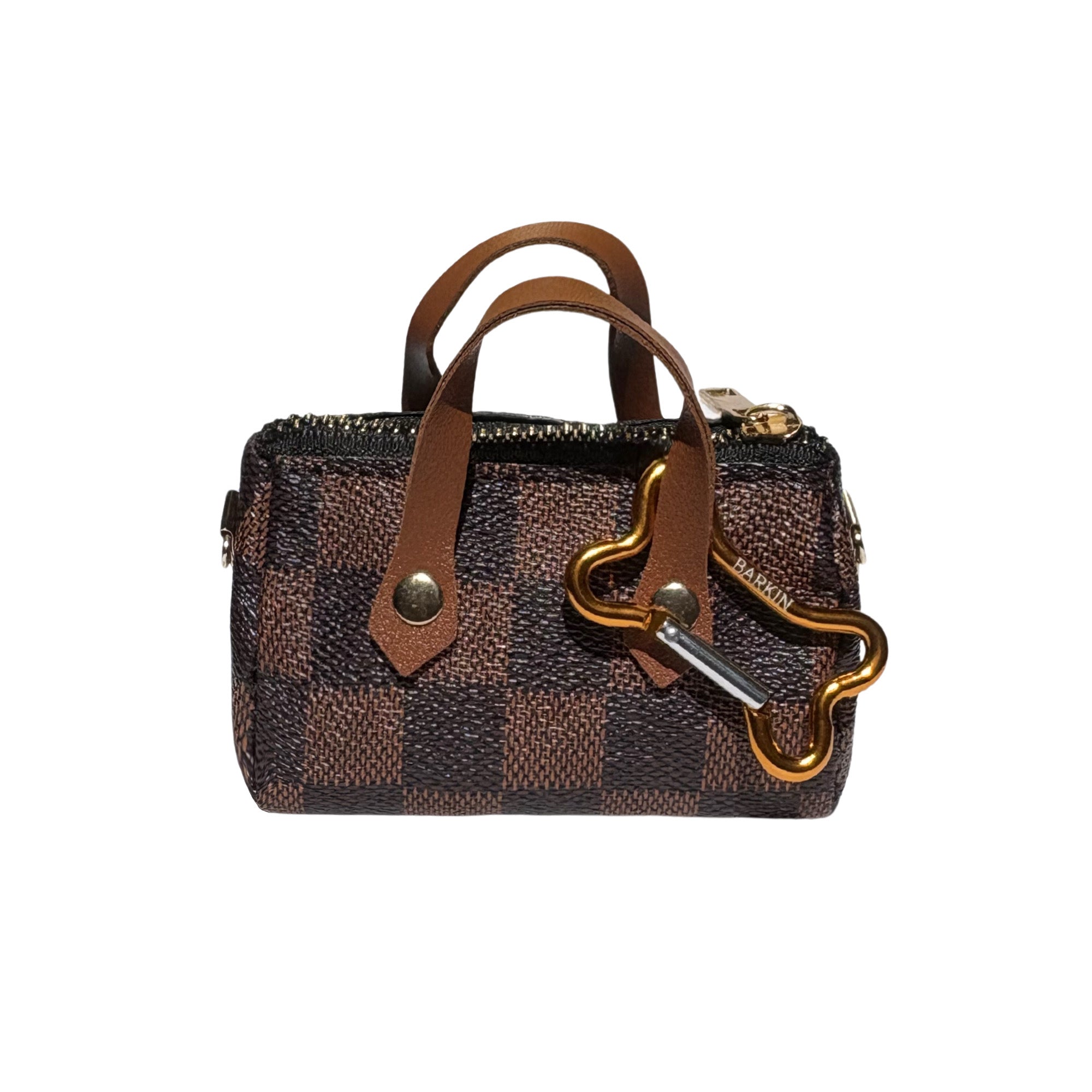 Puppy Barkin Dog Waste Bag Dispenser VIII Checkered Brown